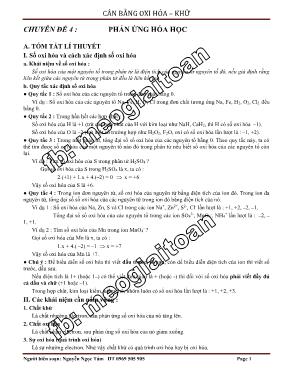 Hóa học - Chuyên đề 4 Phản ứng hóa học